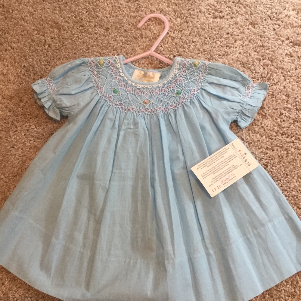 NWT Rosalina Blue smocked bishop dress
